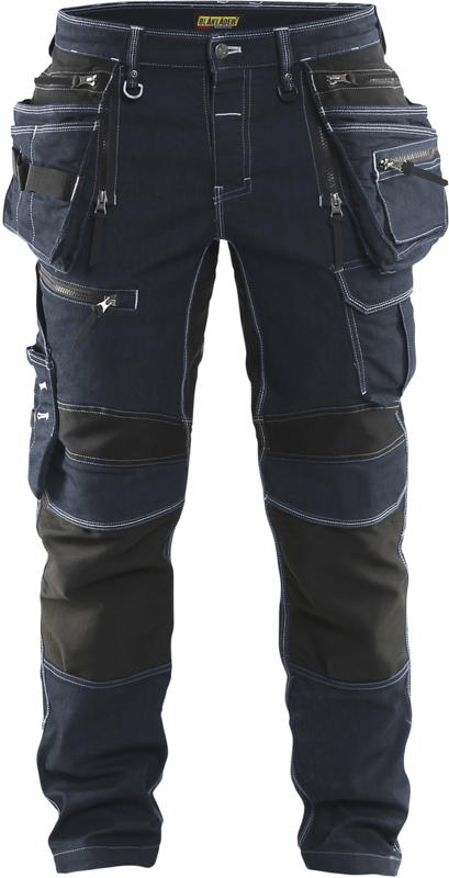 Durable industrial work trousers with stretch panels