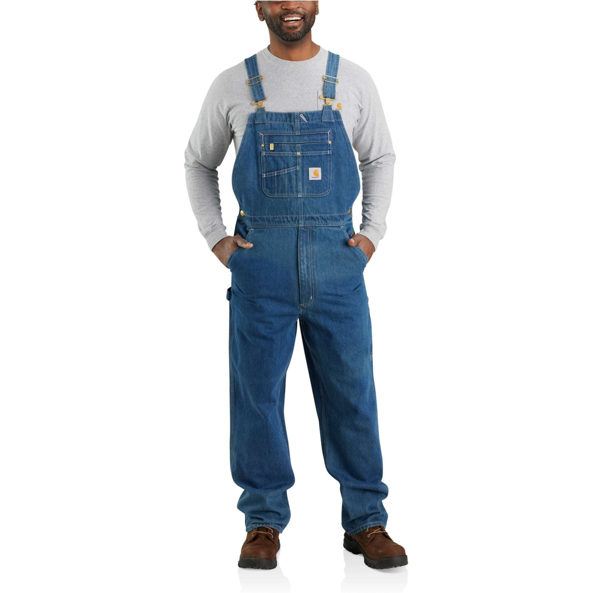Loose fit denim bib overall