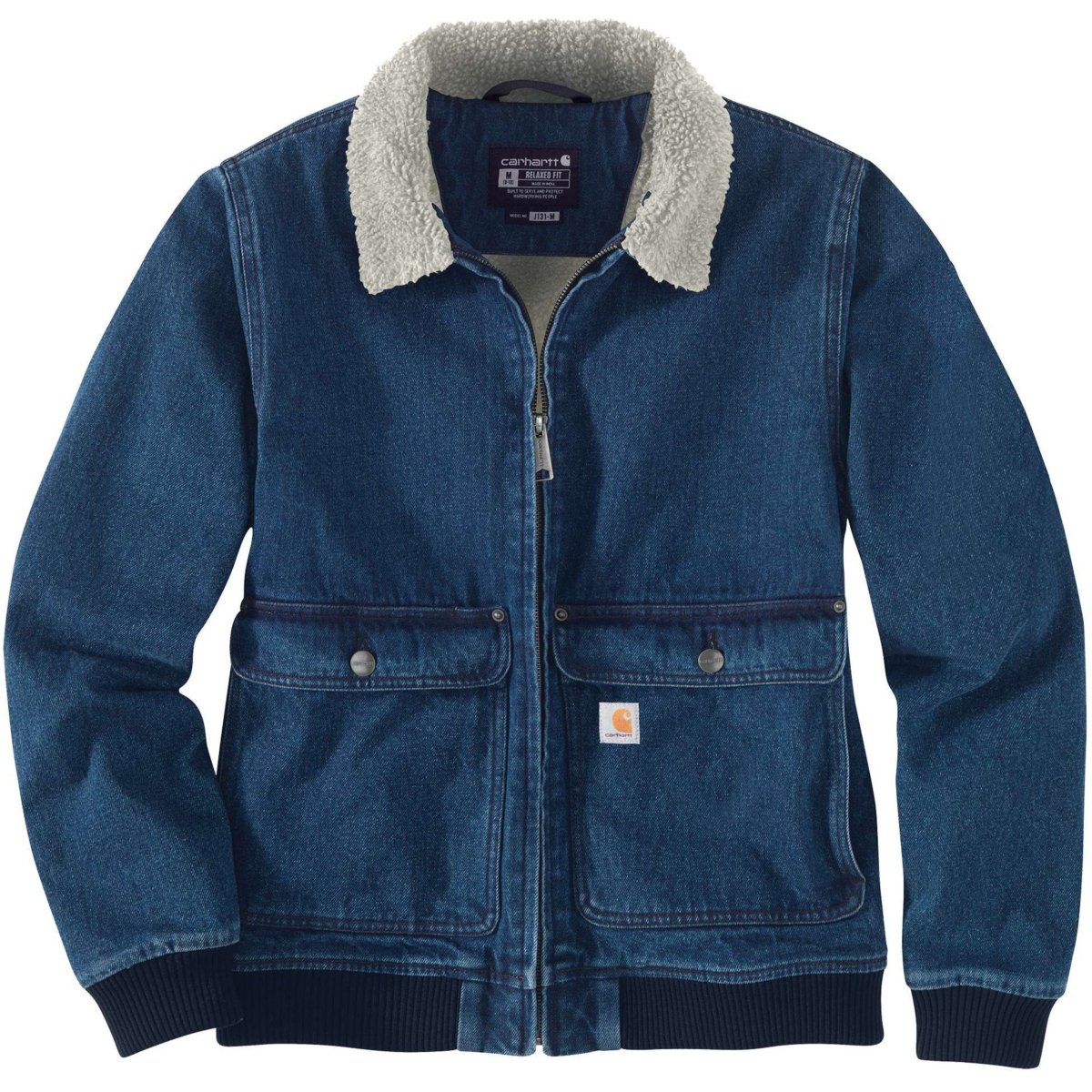 Rugged flex® relaxed fit denim sherpa-lined jacket