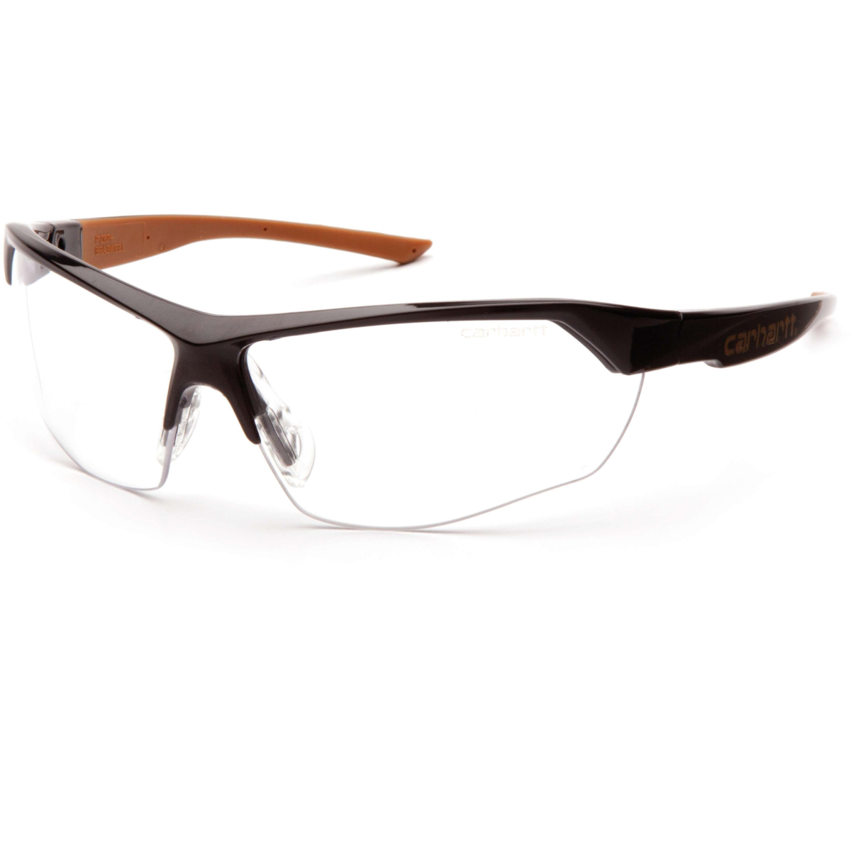 Half frame ratcheting temple safety glasses