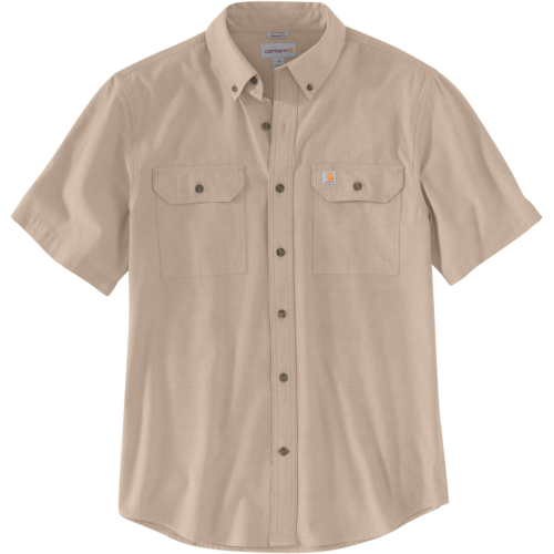 Loose fit midweight chambray short-sleeve shirt